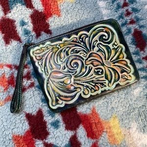 Patricia Nash Cassini tooled leather wristlet